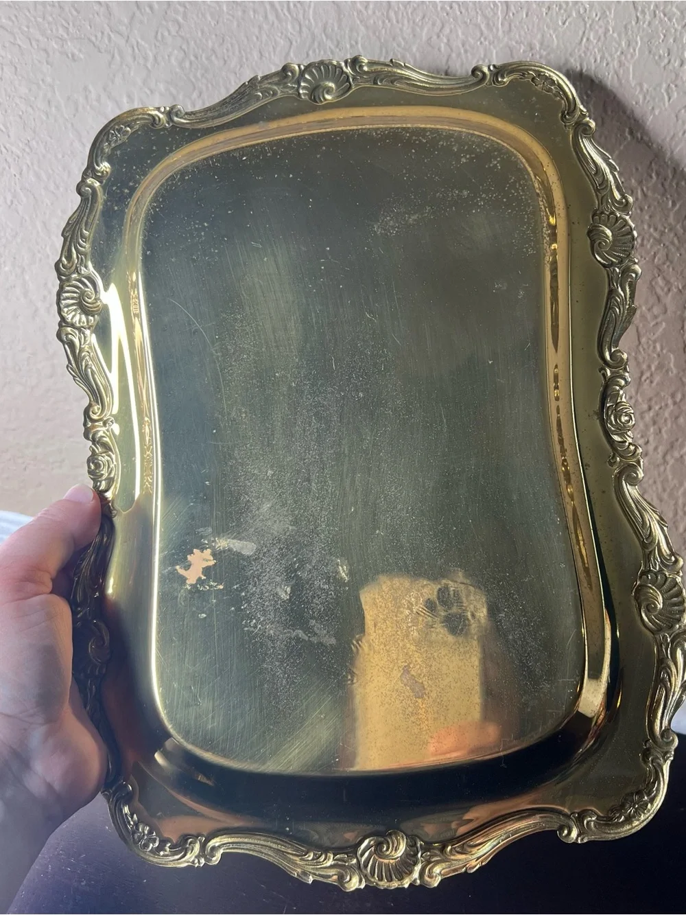Vintage Brass Praying Hands Tray, Religious Decor